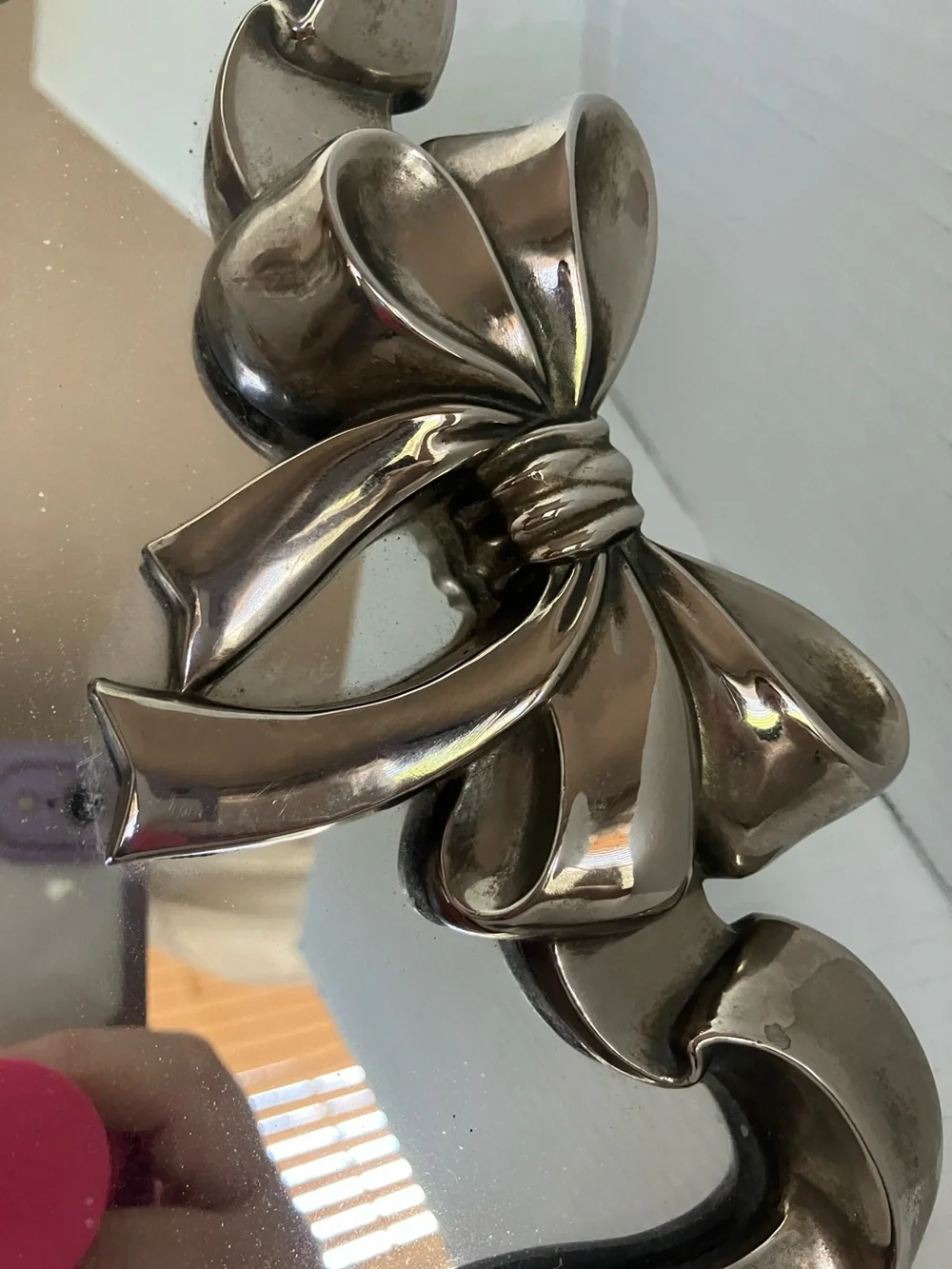 Vintage Godinger Silver Bow Mirror Vanity Tray 8x16 Inches